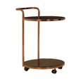 Ackley Bar Trolley - Round - Black Glass - Gold - 2 Tier