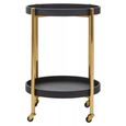 Cardoba Bar Trolley - Round - Black Faux Shagreen