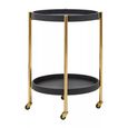 Cardoba Bar Trolley - Round - Black Faux Shagreen