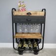 Wine Trolley - Black Metal - 1 Drawer