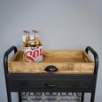 Wine Trolley - Black Metal - 1 Drawer