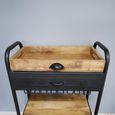 Wine Trolley - Black Metal - 1 Drawer