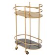 Korba Bar Trolley - Grey Glass with Gold Metal