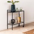 Seaford Serving Trolley - Clear Glass and Black Metal