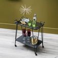 Trento Cart Table - Glass with Black Metal Base