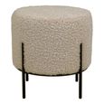 Alford Pouf - Beige Boucle Fabric - Round