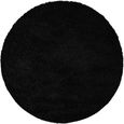 Moda Round Rug - Shaggy Solid Color Plush Pile - Black - Sizes Available
