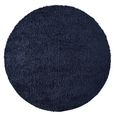 Moda Round Rug - Shaggy Solid Color Plush Pile - Dark Blue - Sizes Available