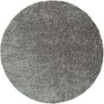 Moda Round Rug - Shaggy Solid Color Plush Pile - Dark Grey - Sizes Available