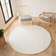 Moda Round Rug - Shaggy Solid Color Plush Pile - Cream - Sizes Available
