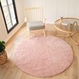 Moda Round Rug - Shaggy Solid Color Plush Pile - Pink - Sizes Available