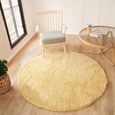 Moda Round Rug - Shaggy Solid Color Plush Pile - Yellow - Sizes Available