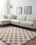 Urban Rug - Modern Shaggy - USG2346 - Cream Checkered - Sizes Available