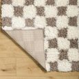 Urban Rug - Modern Shaggy - Cream and Brown Checkered - Sizes Available