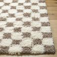 Urban Rug - Modern Shaggy - Cream and Brown Checkered - Sizes Available