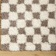 Urban Rug - Modern Shaggy - Cream and Brown Checkered - Sizes Available