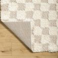 Urban Rug - Shaggy Modern Plush Pile - Beige Checkered - Sizes Available