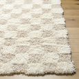Urban Rug - Shaggy Modern Plush Pile - Beige Checkered - Sizes Available