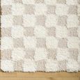 Urban Rug - Shaggy Modern Plush Pile - Beige Checkered - Sizes Available