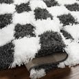 Urban Rug - Shaggy Modern Plush Pile - Black & White Checkered - Sizes Available
