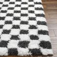 Urban Rug - Shaggy Modern Plush Pile - Black & White Checkered - Sizes Available