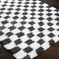Urban Rug - Shaggy Modern Plush Pile - Black & White Checkered - Sizes Available