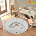 Lillian Round Kids Rug - Machine Washable - LLL2348 - Beige - 160cm x 160cm