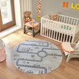 Lillian Round Kids Rug - Machine Washable - LLL2349 - Light Grey - 160cm x 160cm