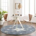 Lillian Round Kids Rug - Machine Washable - LLL2342 - Blue - 160cm x 160cm