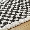 Birmingham Rug - Modern Shaggy Checkered - Ivory & Black - Sizes Available