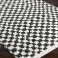 Birmingham Rug - Modern Shaggy Checkered - Ivory & Black - Sizes Available