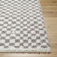 Birmingham Rug - Modern Shaggy Checkered - Ivory & Grey - Sizes Available