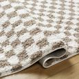 Birmingham Rug - Modern Shaggy Checkered - BMM2322 - Ivory & Tan - Sizes Available