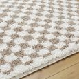 Birmingham Rug - Modern Shaggy Checkered - BMM2322 - Ivory & Tan - Sizes Available