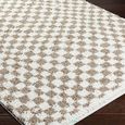 Birmingham Rug - Modern Shaggy Checkered - BMM2322 - Ivory & Tan - Sizes Available