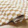 Birmingham Rug - Modern Shaggy Checkered - BMM2323 - Ivory & Tan - Sizes Available