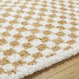 Birmingham Rug - Modern Shaggy Checkered - BMM2323 - Ivory & Tan - Sizes Available