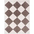 Fossay Rug - Machine Washable Modern Shaggy - FSG2323 - Ivory & Dark Brown - Sizes Available