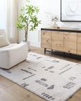 Fossay Rug - Machine Washable Modern Shaggy - FSG2303 - Beige & Charcoal - Sizes Available