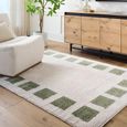 Fossay Rug - Machine Washable Modern Shaggy - FSG2315 - Ivory & Green - Sizes Available