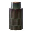Ceramic Vase - Green with Brown Strips