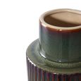 Ceramic Vase - Green with Brown Strips