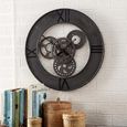 Factory Wall Clock - Round - Industrial - Black Metal