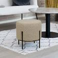 Alford Pouf - Beige Boucle Fabric - Round