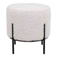 Alford Pouf - White Boucle Fabric - Round