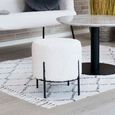 Alford Pouf - White Boucle Fabric - Round