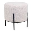 Alford Pouf - White Boucle Fabric - Round