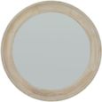 Antique White Mirrored Glass Washed Wood Round Framed Mirror