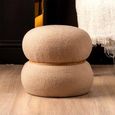 Ottoman Footstool - Round - Beige Boucle Fabric
