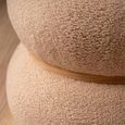 Ottoman Footstool - Round - Beige Boucle Fabric